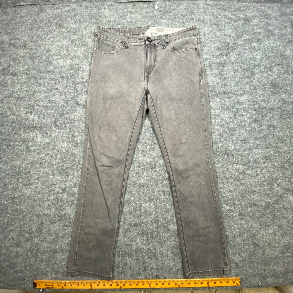 Volcom Mens Jeans Size 34x29 Gray Denim Straight Leg Fit Water Aware